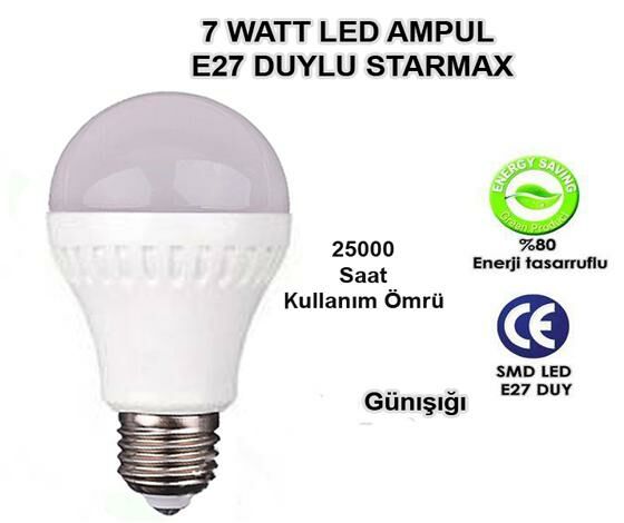 LED AMPÜL 7W GÜNIŞIĞI E27 STARMAX SM-0207