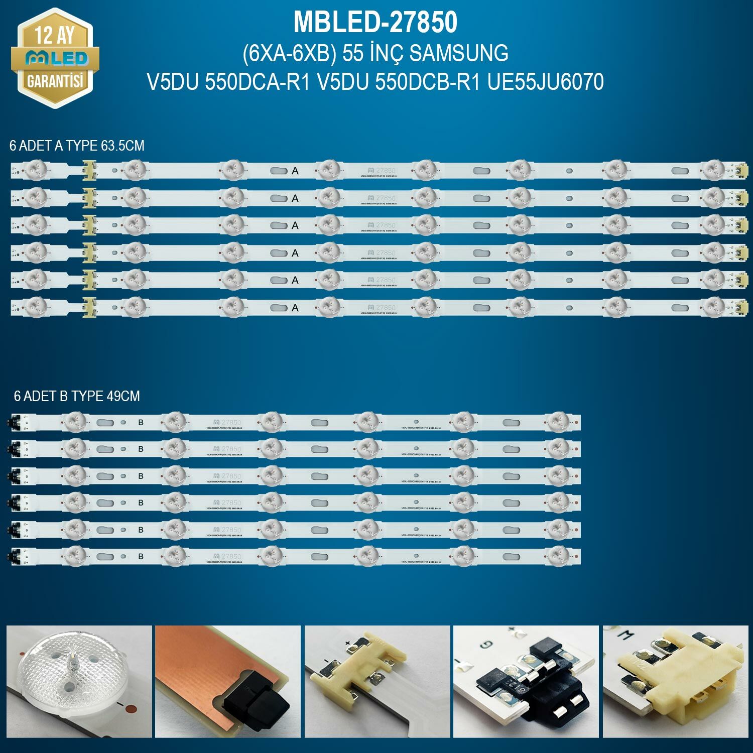 MBLED (6XA-6XB) 55 İnç Samsung V5Du 550Dca-R1 V5Du 550Dcb-R1 Ue55Ju6070