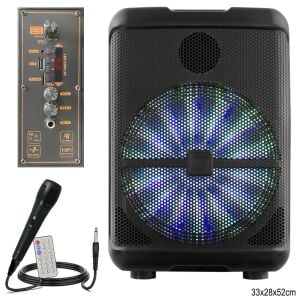 AKTİF SEYYAR ANFİ EL MİKROFONLU 30CM 10W BT/USB/SD LEDLİ KOLAV X-1206