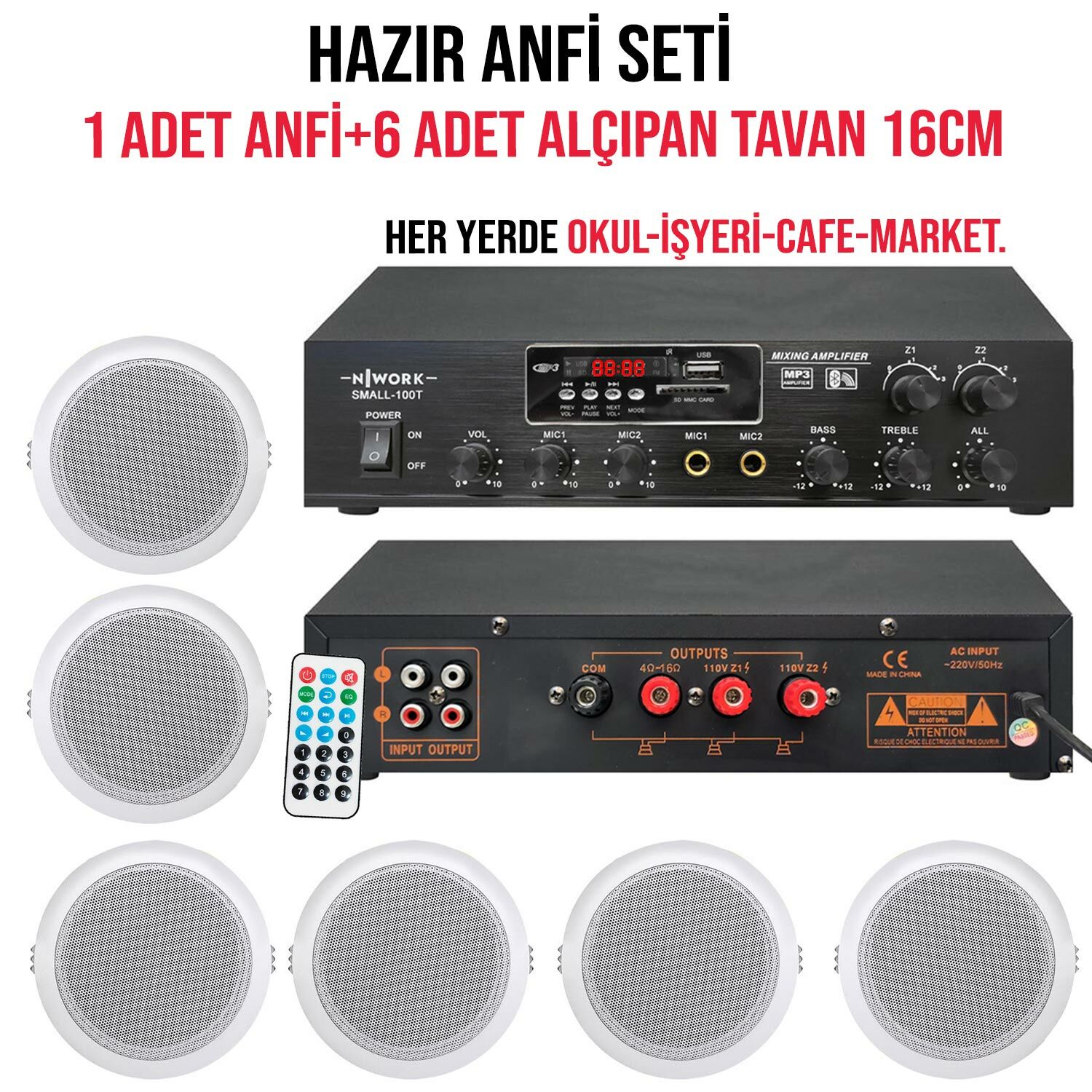 ANFİ (1 ADET) 100W+16CM ALÇIPAN TAVAN (6 ADET) NWORK SMALL-100T SET