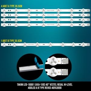 TAKIM LED-181 (4XA-1XB) 40 VESTEL REGAL HI-LEVEL 40DLED A B TYPE REV03 40FA3000 ETC