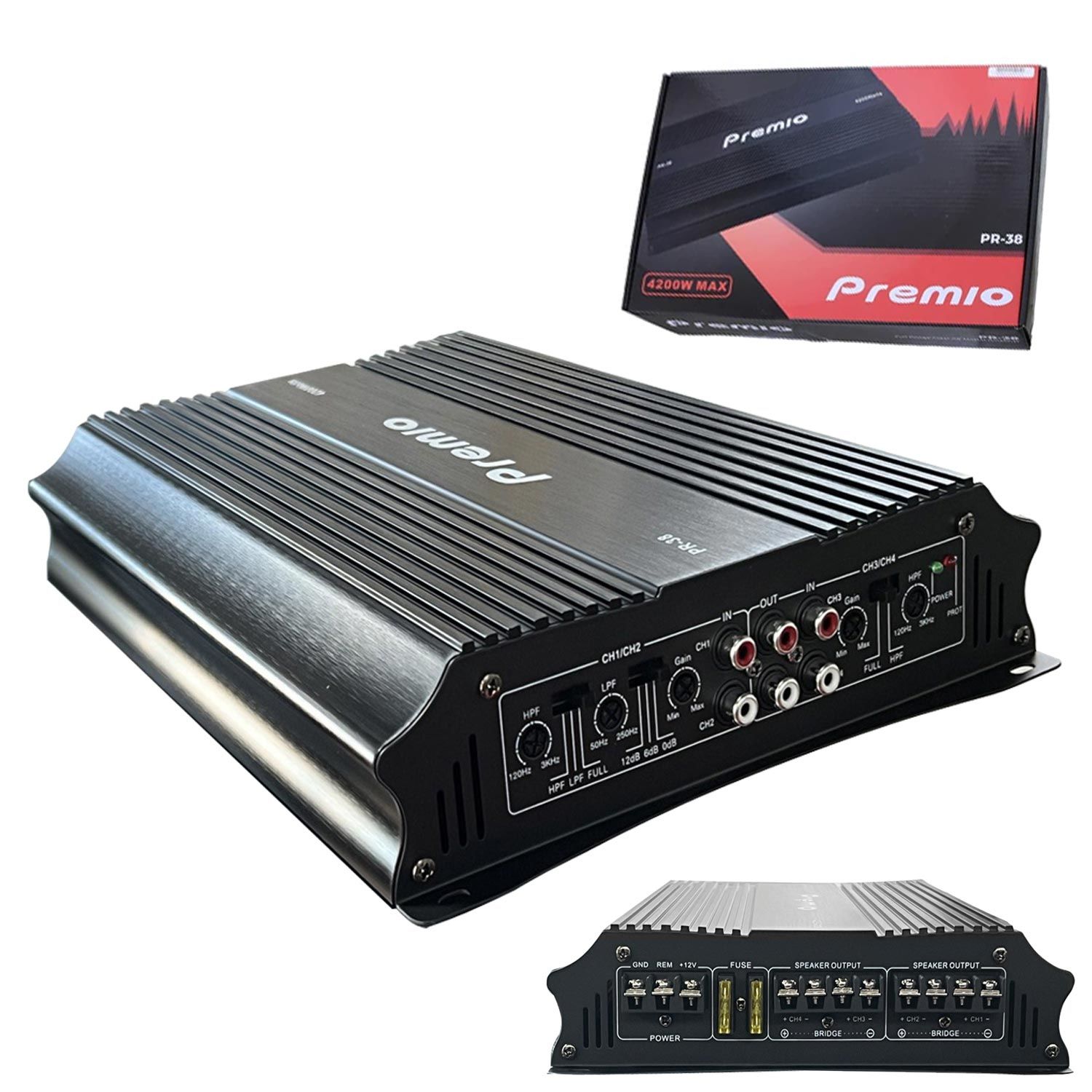 PREMIO PR-38 Oto Anfi Stereo 4200 Watt 4 Kanal