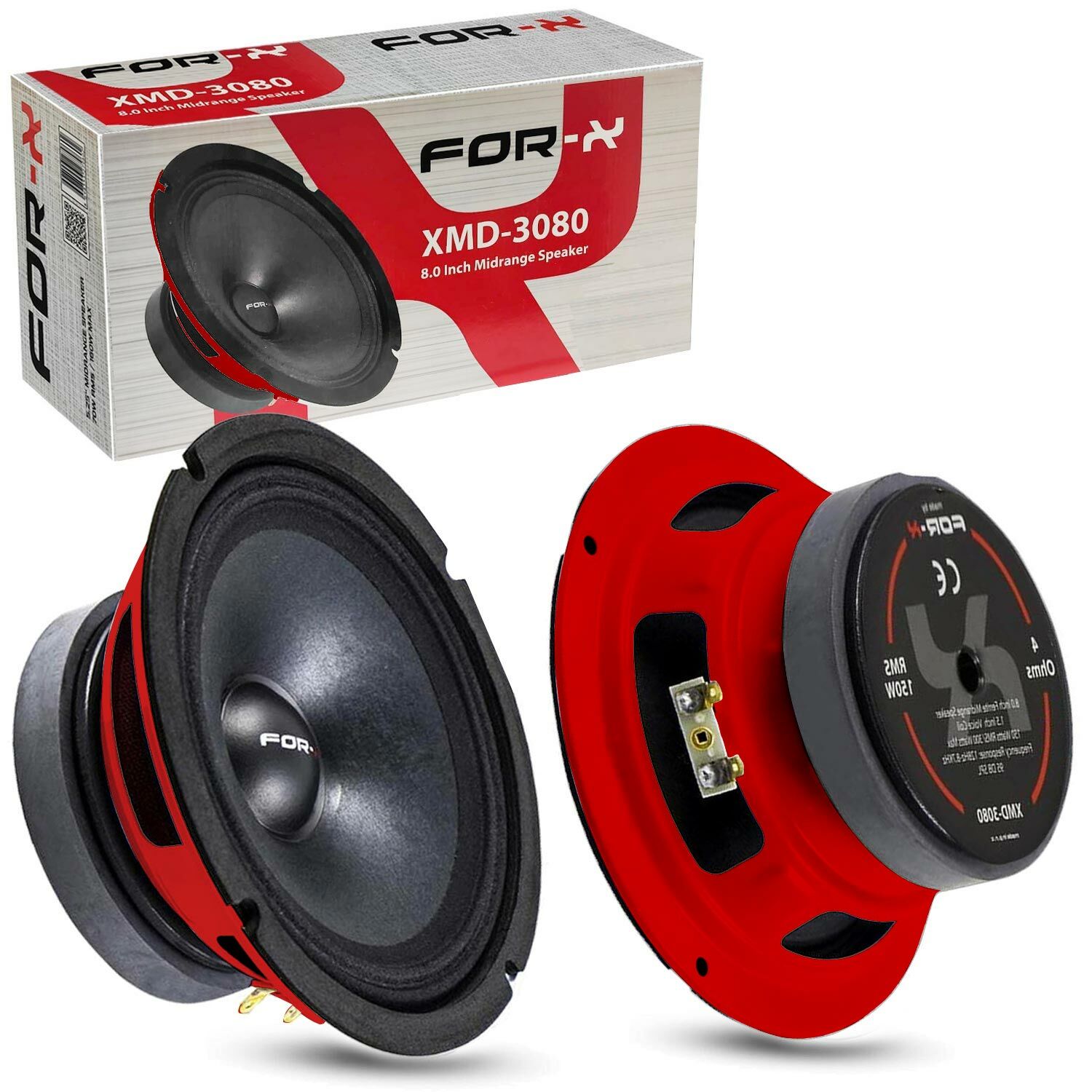 OTO MIDRANGE 20CM 300W 2 ADET KIRMIZI FOR-X XMD-3080