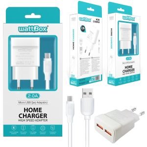 ŞARJ ADAPTÖR MICRO 2A BEYAZ 2XUSB WATTBOX