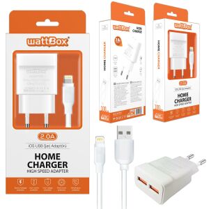 TELEFON ŞARJ ALETİ SET QUİCK IPHONE 2A BEYAZ 2XUSB WATTBOX