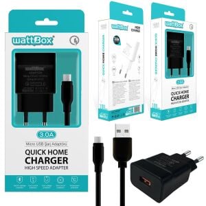 ŞARJ ADAPTÖR MICRO 3.0A SİYAH WATTBOX