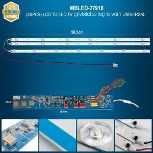 MBLED (3XPCB) Lcd To Led Tv Çevirici 32 İnç 12 Volt Universal