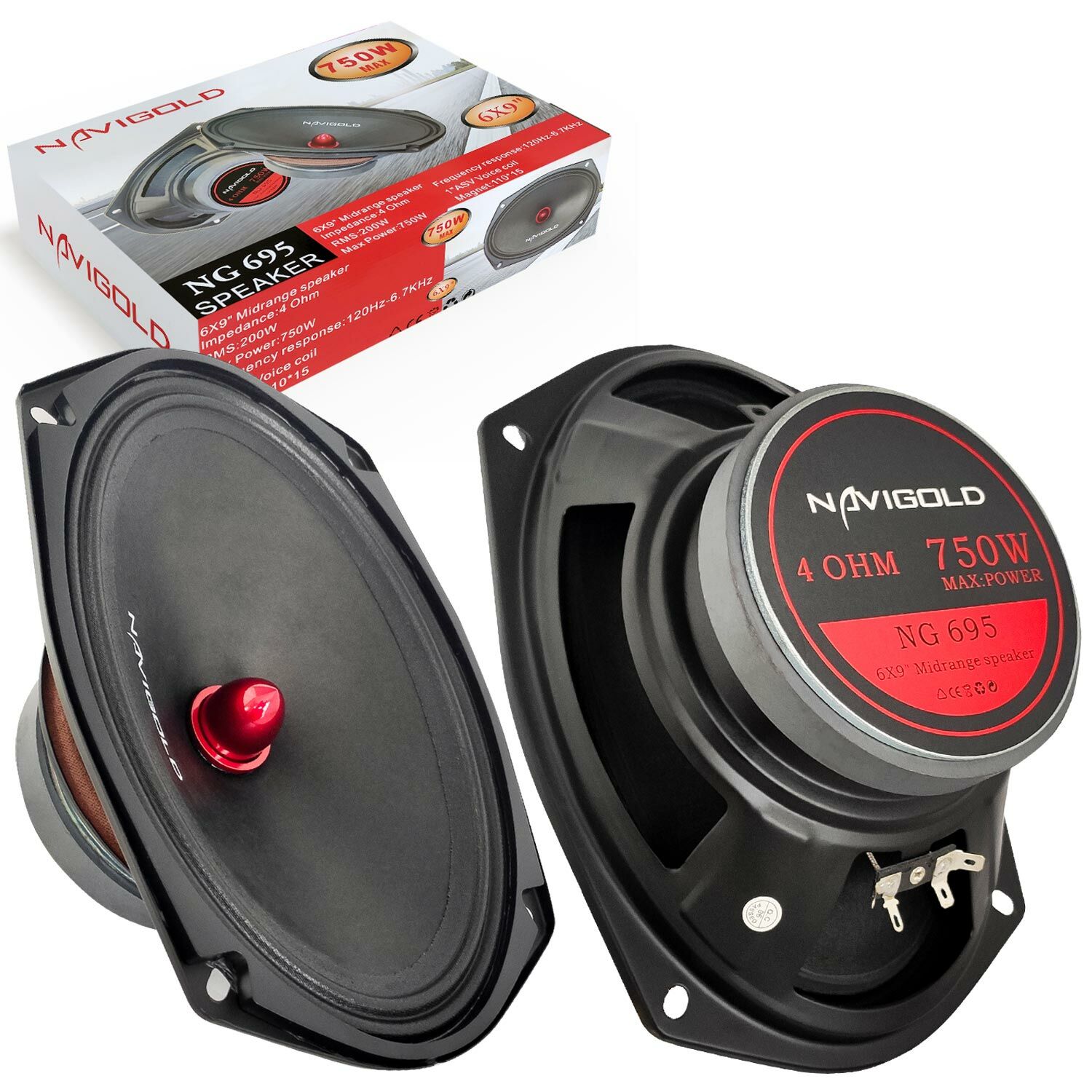 OTO MIDRANGE OVAL 6X9 750W 2 ADET NAVIGOLD NG-695
