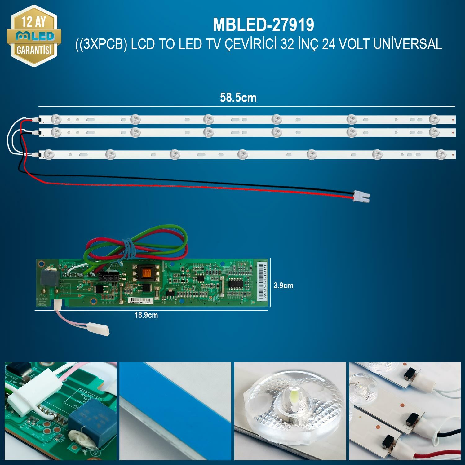 MBLED (3XPCB) Lcd To Led Tv Çevirici 32 İnç 24 Volt Universal