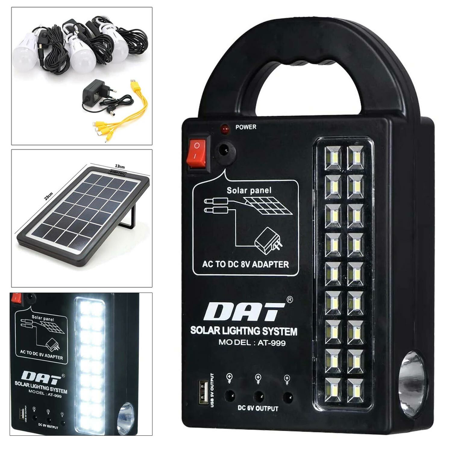 SOLAR KAMP LAMBASI ACİL DURUM IŞIĞI ŞARJLI USB RT-999/AT999