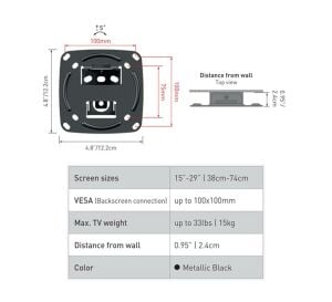 LCD ASKI APARATI SABİT 26 VESA 100X100 BARKAN E100.B