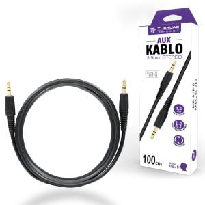 AUX KABLOSU GOLD 3.5MM SİYAH 1MT TURKUAZ