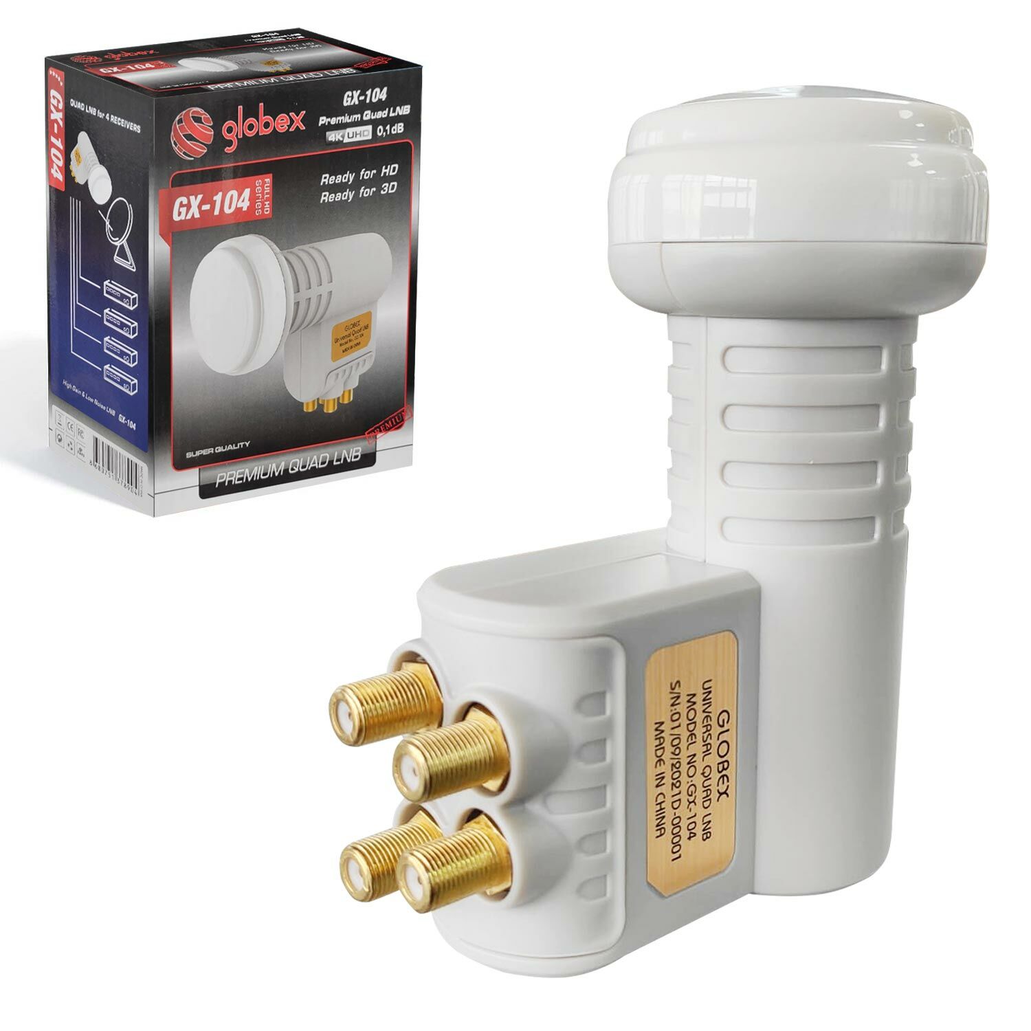 LNB DÖRTLÜ (QUAD) GOLD 0.1DB 3D 4K GLOBEX GX-104