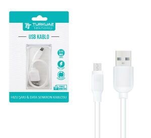 ŞARJ KABLO MICRO 2.4A BEYAZ 20CM TURKUAZ