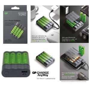 PİL ŞARJ ALETİ AA/AAA 4XAA 2600MAH 2700 SERIES+POWERBANK GP X411 (PİL DAHİL)