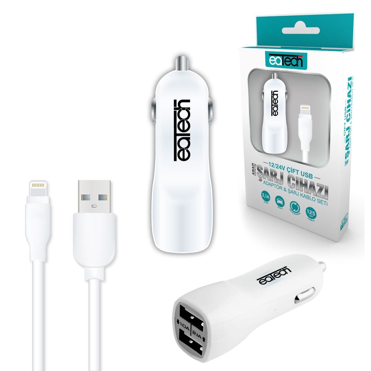 ARAÇ ŞARJ ADAPTÖR IPHONE APPLE 3.1A 2XUSB EATECH