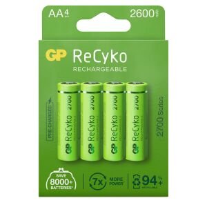 ŞARJLI PİL AA KALEM 2600MAH 2700 SERIES Nİ-MH (4 ADET) GP RECYKO