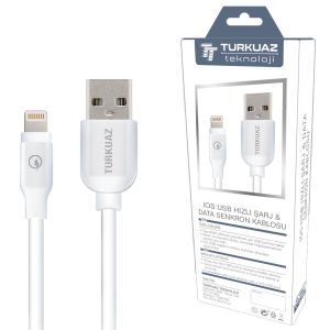 ŞARJ KABLO IPHONE APPLE 2.4A BEYAZ 125CM TURKUAZ