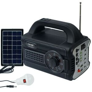 MÜZİK KUTUSU SOLAR ŞARJLI PİLLİ BT/FM/USB/SD/AUX FENERLİ NNS NS-S90LS