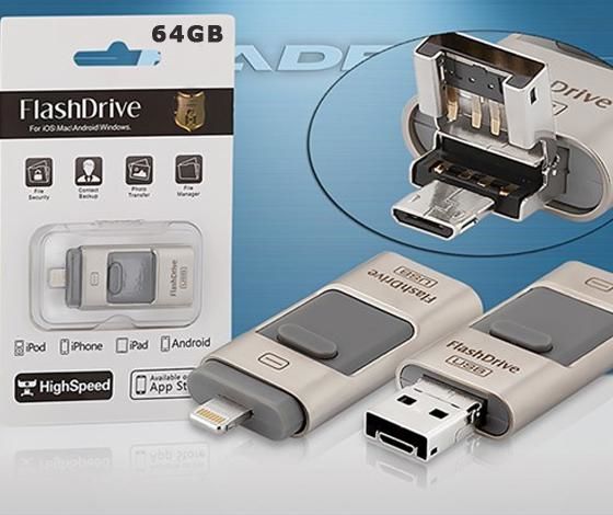 USB FLASH BELLEK IPHONE MICRO USB 64GB HADRON HD-9202
