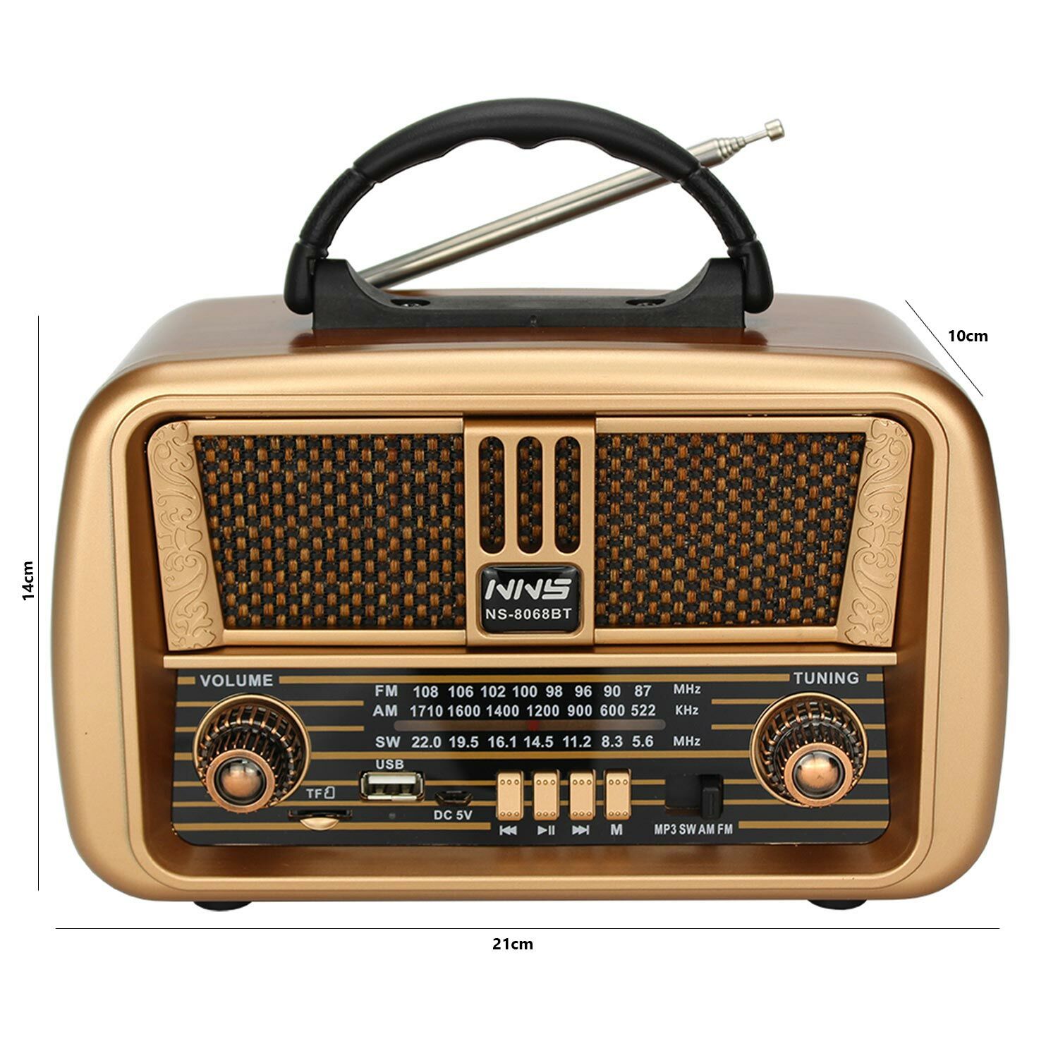 RADYO NOSTALJİ ŞARJLI PİLLİ BT/USB/SD NNS NS-8068BT