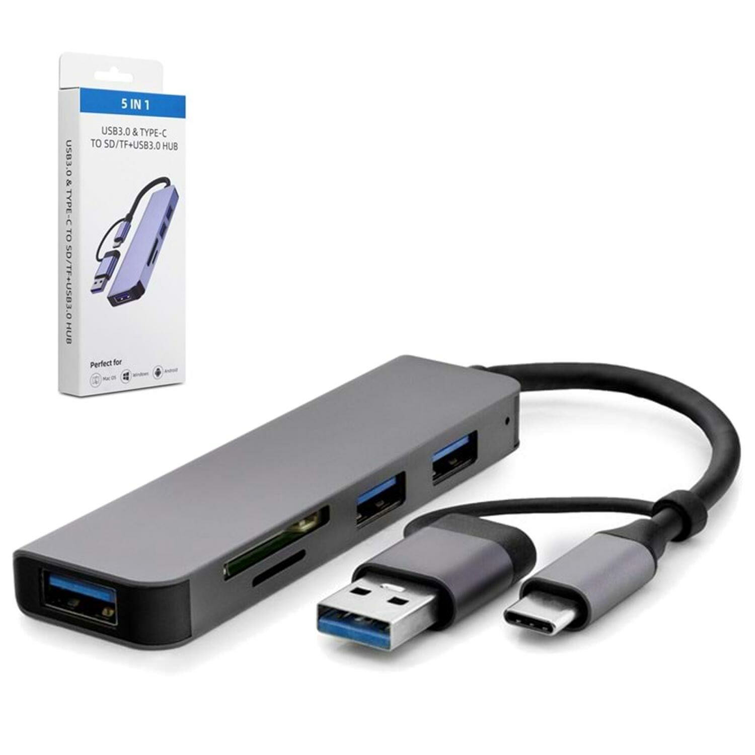 ÇEVİRİCİ ADAPTÖR 5 IN 1 USB 3.0 TYPE-C TO SD TF USB 3.0 HADRON HDX-7826