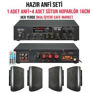 ANFİ (1 ADET) 100W+16CM SÜTUN HOPARLÖR (4 ADET) NWORK SMALL-100T SET