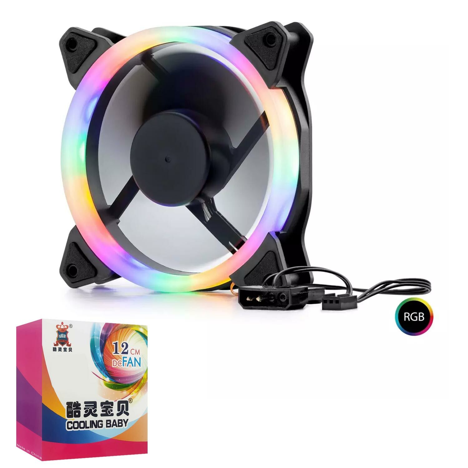 KASA FANI 12CM RGB LEDLİ HADRON HDX-1522