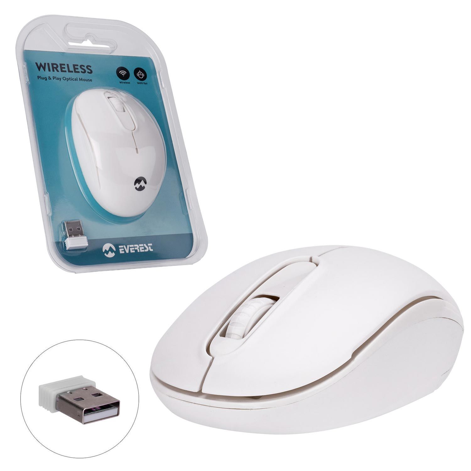 KABLOSUZ MOUSE 2.4GHZ 1500DPI BEYAZ EVEREST SMW-666