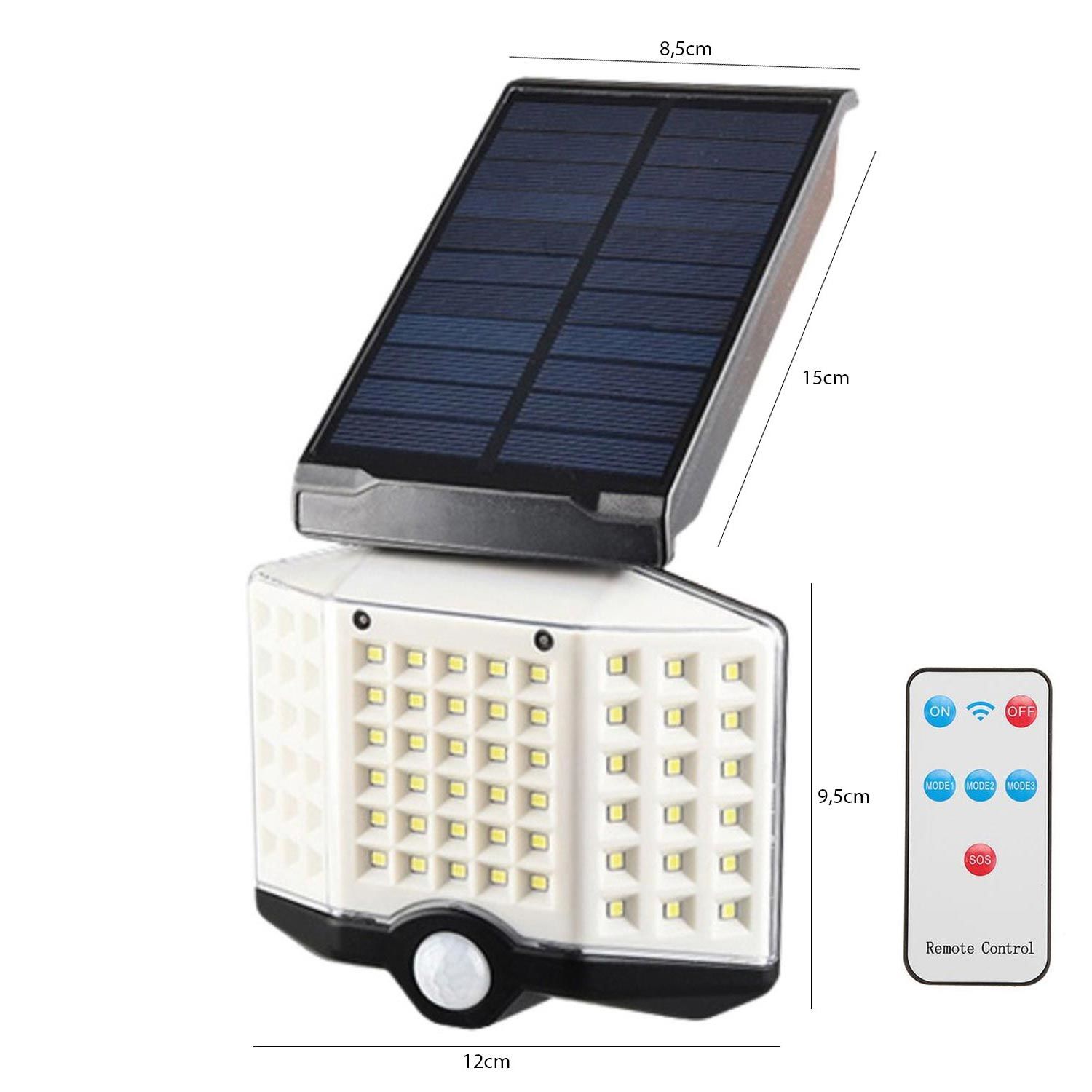 SOLAR GÜNEŞ ENERJİ AYDINLATMA LAMBASI SENSÖRLÜ 66 LED SİLVER TOSS ST-66B