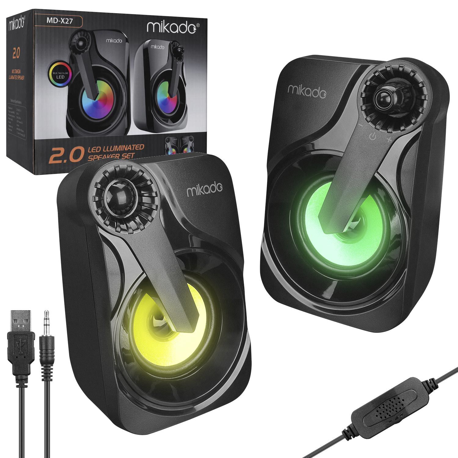 SES SİSTEMİ PC 1+1 USB 3.5MM JACK LEDLİ MİKADO MD-X27