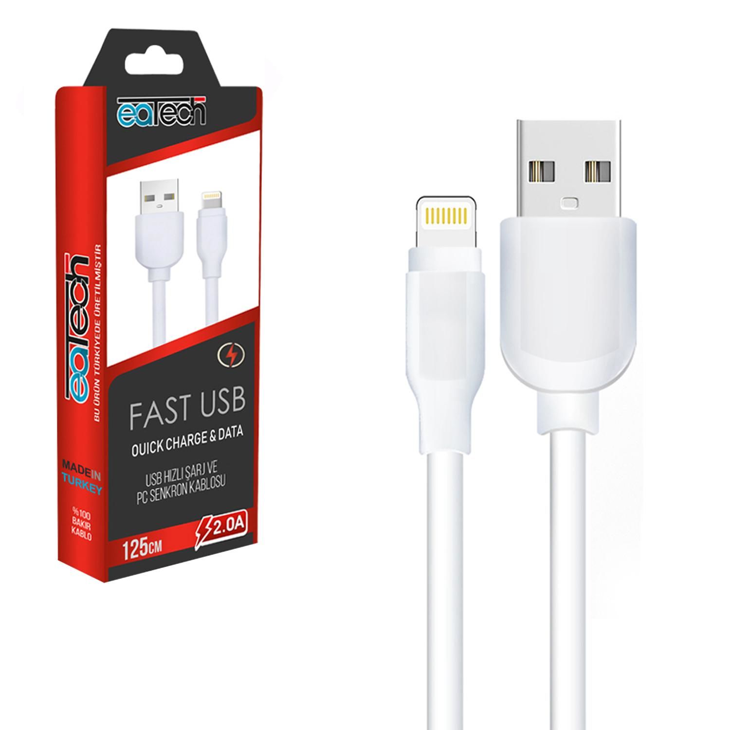 ŞARJ KABLO IPHONE APPLE 2A BEYAZ 125CM EATECH