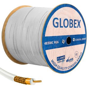 GLOBEX Anten Kablosu Rg6 U4 48 Tel Bakır Kaplama 300 Metre