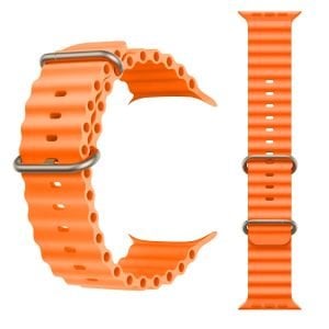 YENİ NESİL APPLE UYUMLU AKILLI SAAT KORDONU SİLİKON 42/49MM TURUNCU