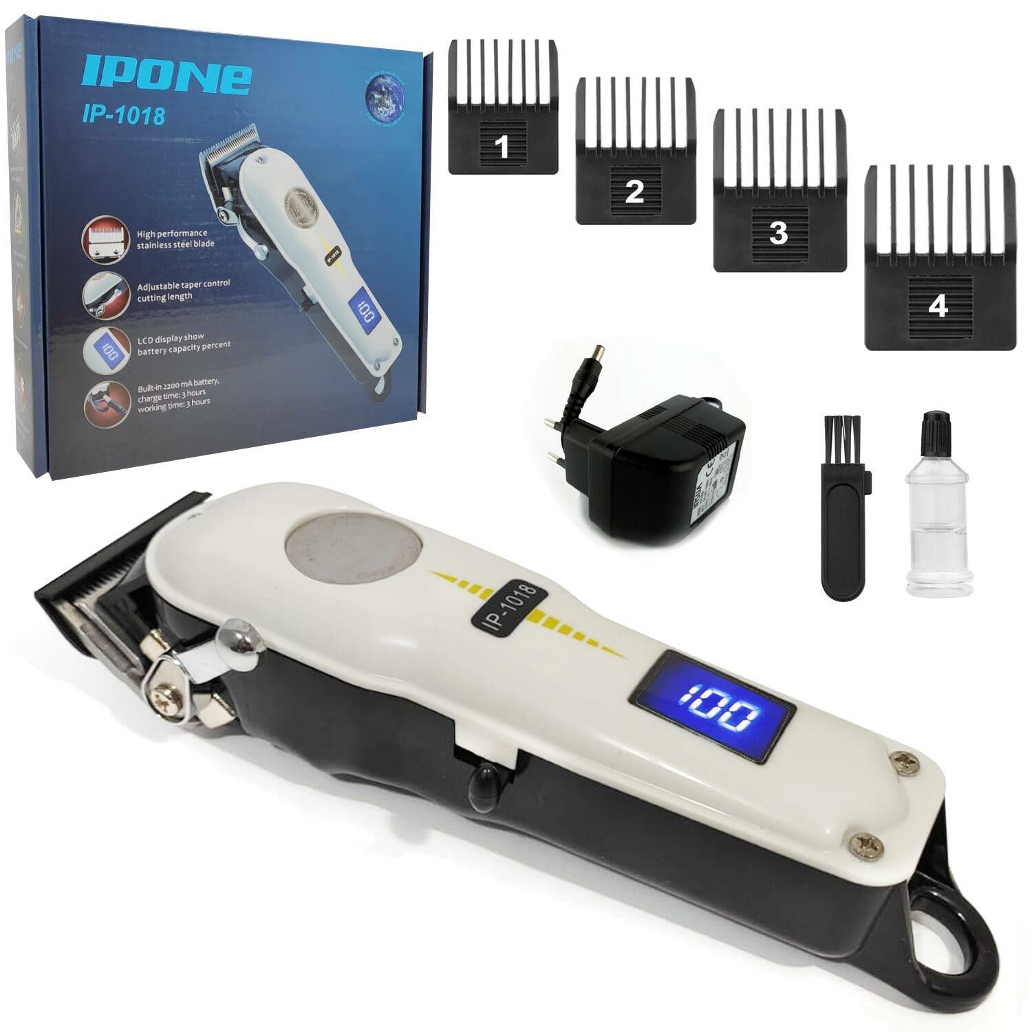 SAÇ SAKAL TIRAŞ MAKİNESİ ŞARJLI DİJİTAL IPONE IP-1018