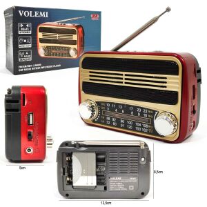 RADYO NOSTALJİ PİLLİ BT/USB/SD/AUX/FM VOLEMI VM-310