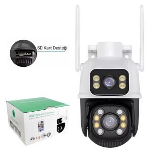 AVENİR AV-S307 Smart Güvenlik Kamerası 3mp 2 Kameralı Wi-Fi Ptz Renkli Gece Görüş Harekete Duyarlı