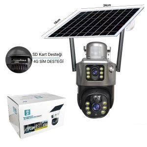 AVENİR AV-M12 Solar Smart Güvenlik Kamerası 4G Sim 4mp 2 Kameralı Wi-Fi Ptz Renkli Gece Görüş Harekete Duyarlı