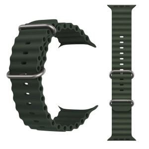 YENİ NESİL APPLE UYUMLU AKILLI SAAT KORDONU SİLİKON 42/49MM ASKERİ YEŞİL