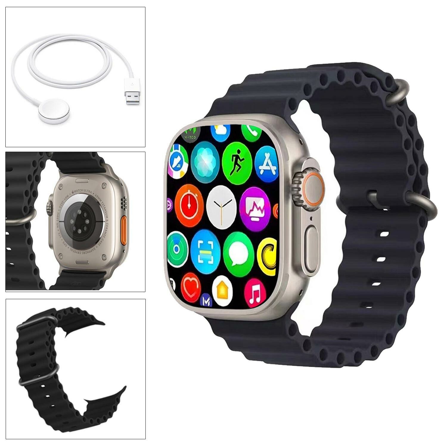 WATCH AKILLI SAAT IOS ANDROID KABLOSUZ ŞARJ BLUETOOTH WATCH H 8 ULTRA