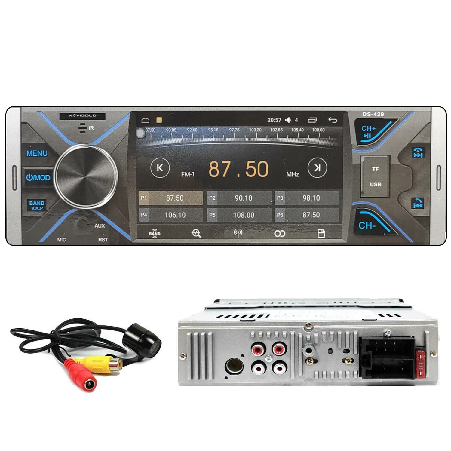 OTO TEYP 4X50W 4 EKRANLI BT/USB/SD/FM/AUX/MP5 KAMERALI NAVIGOLD DS-429