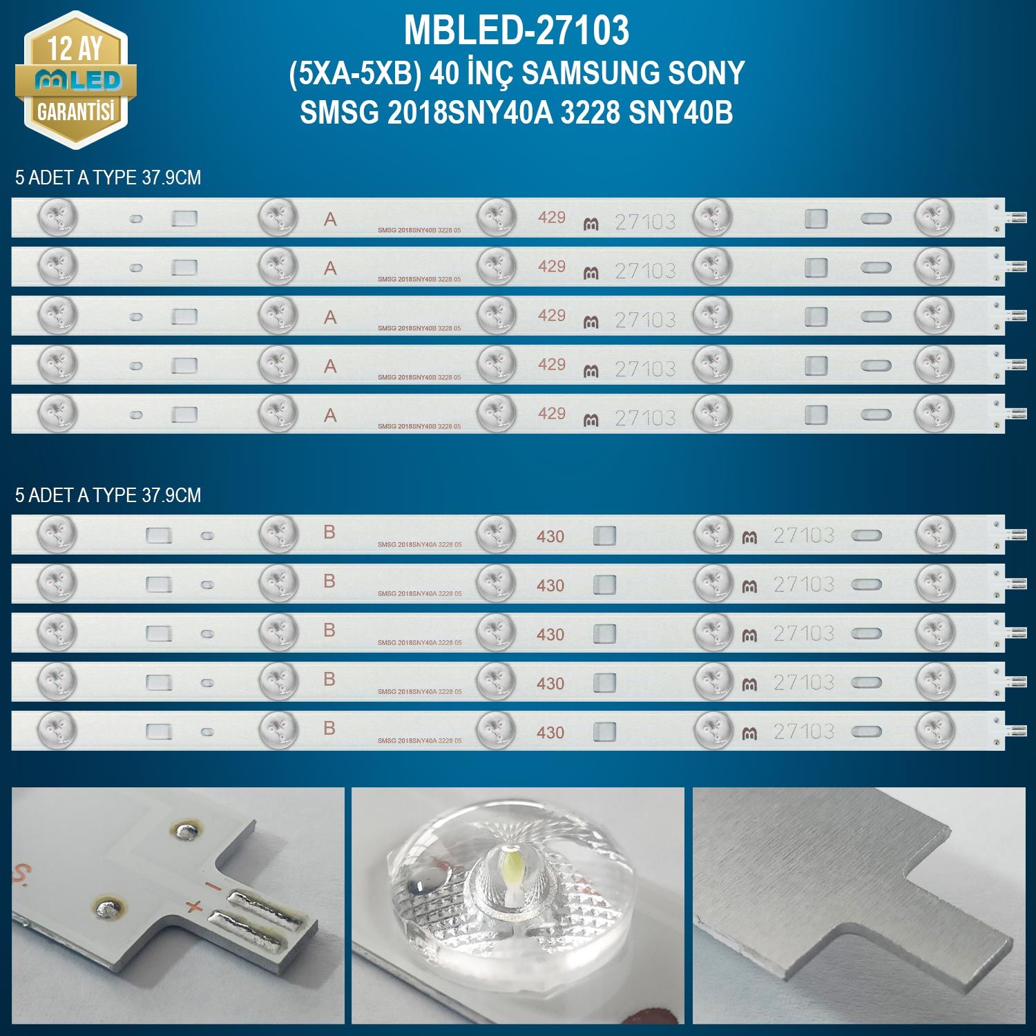 MBLED (5XA-5XB) 40 İnç Samsung Sony Smsg 2018Sny40A 3228 Sny40B