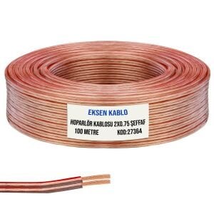 EKSEN Hoparlör Kablosu Kordon 2x0.75 Şeffaf 100 Metre