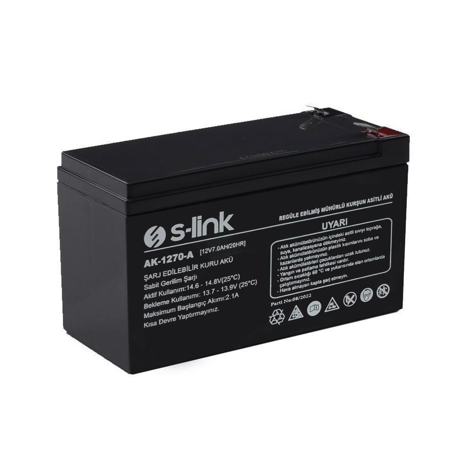 AKÜ 12V 7A (15X6.5X9.5CM) S-LİNK AK-1270