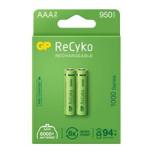 ŞARJLI PİL AAA İNCE KALEM 950MAH 1000 SERIES Nİ-MH (2 ADET) GP RECYKO