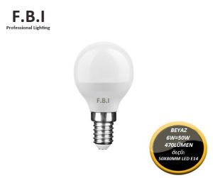 LED AMPÜL BEYAZ 6W E-14 470 LÜMEN FBI F-4566