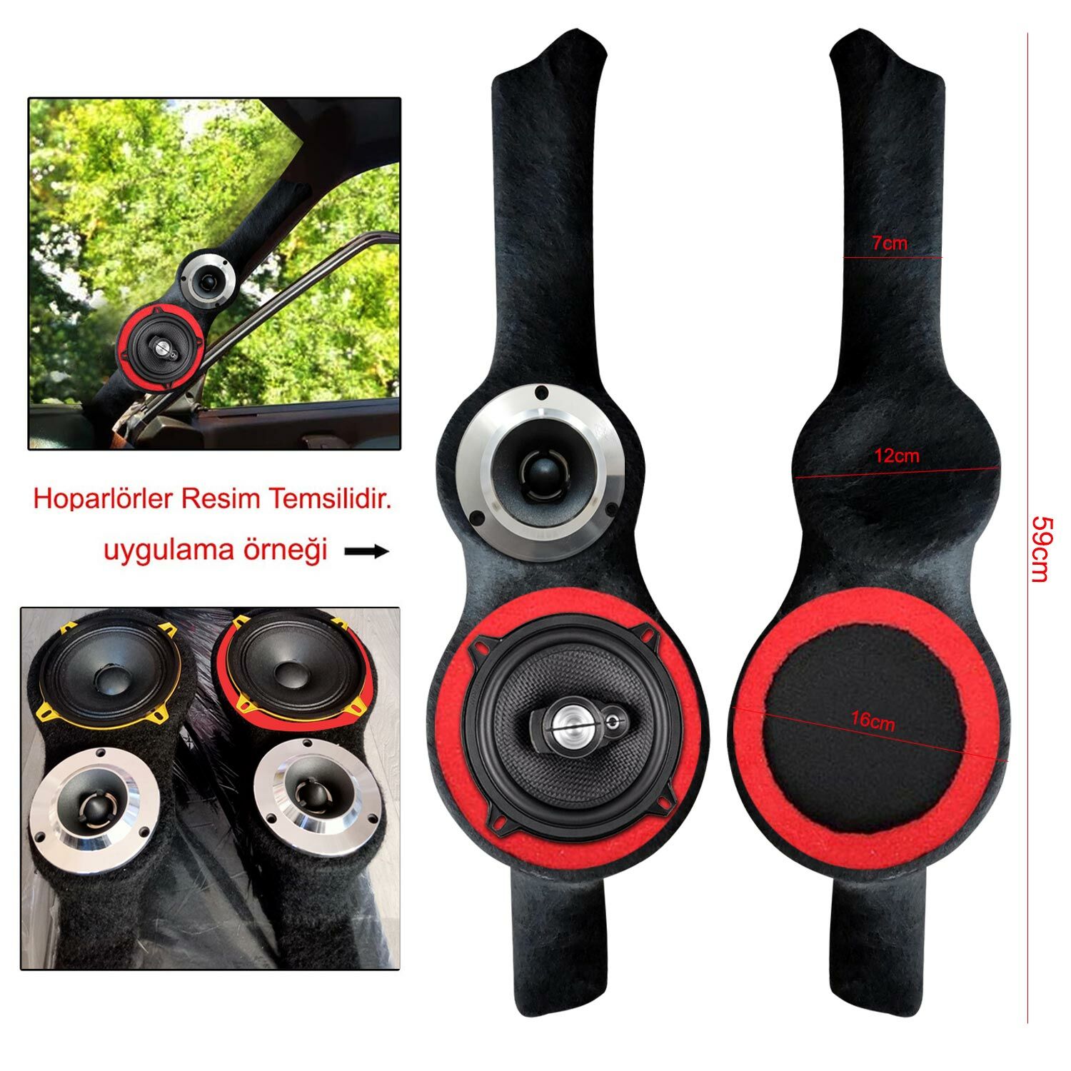 TOFAŞ ÖN DİREK PANDİZOT ÇİFT 13CM HOPARLÖR 10CM TWEETER HALKALI (2 ADET)