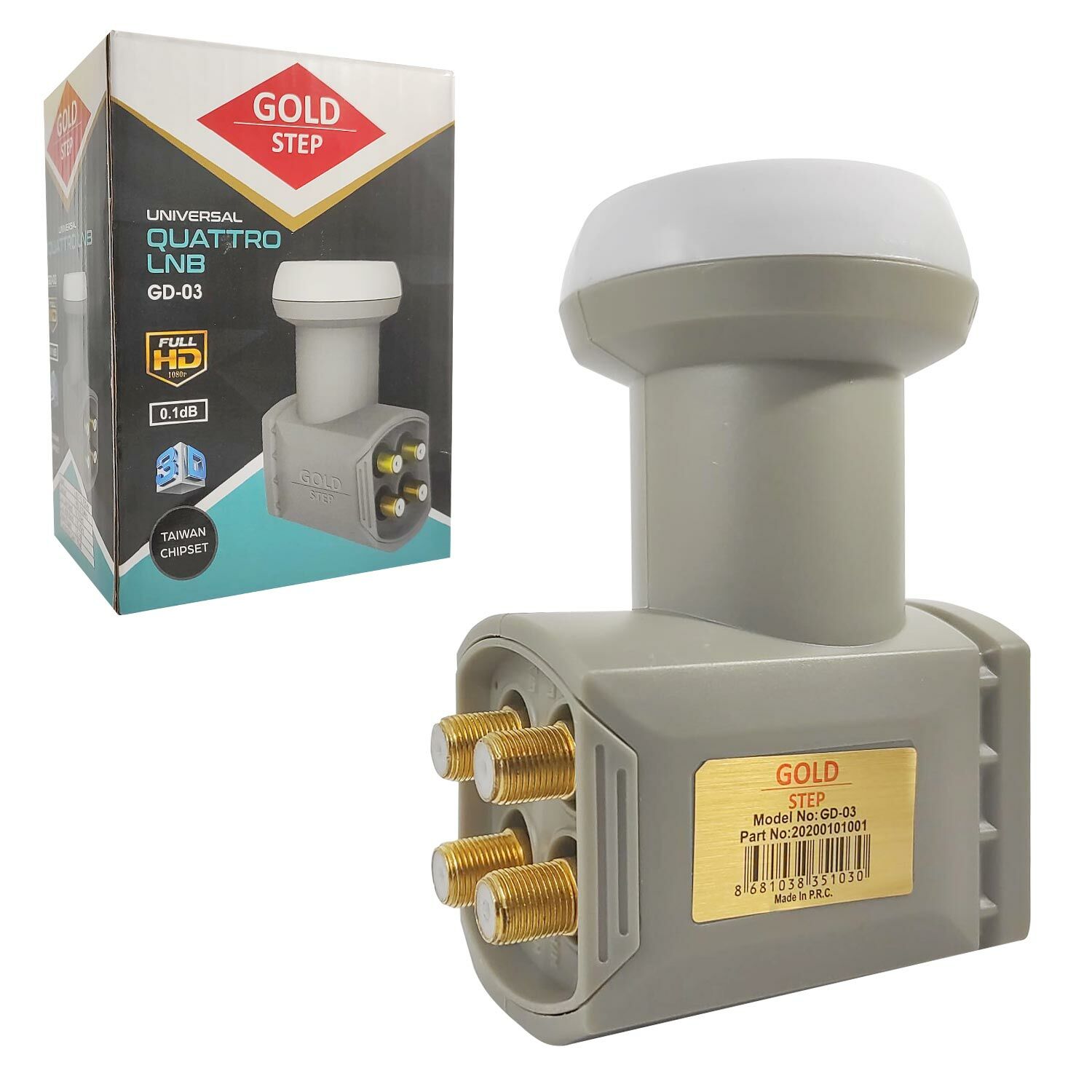 LNB DÖRTLÜ SANTRAL (QUATTRO) GOLD 0.1DB 3D FHD GOLD STEP GL-03