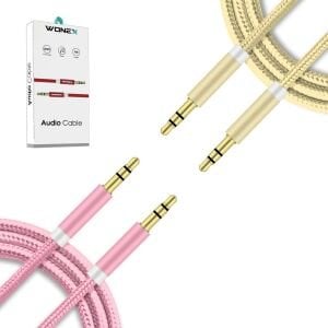 AUX KABLOSU GOLD 3.5MM ÖRGÜLÜ 1MT WONEX