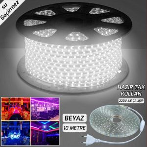 HORTUM LED BEYAZ DIŞ MEKAN 3 ÇİP 220V 10MT TAK KULLAN